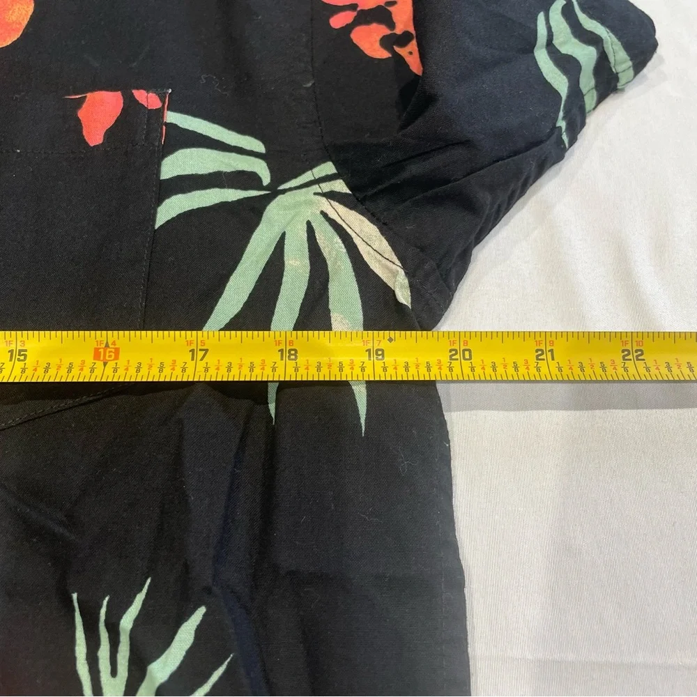 Quiksilver Boys XL 16 Tropical Floral Button Down‎ Shirt Black Short Sleeve New